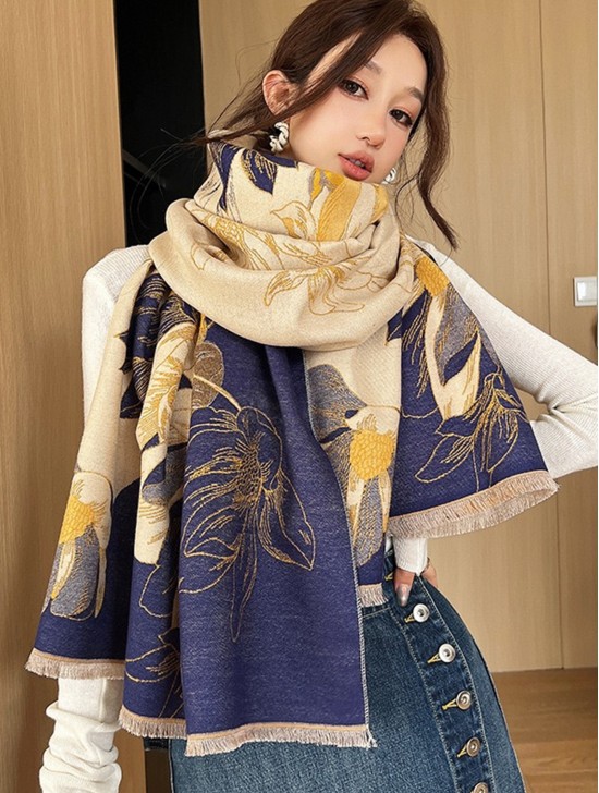 Floral Design Blanket Scarf Floral Design Blanket Scarf